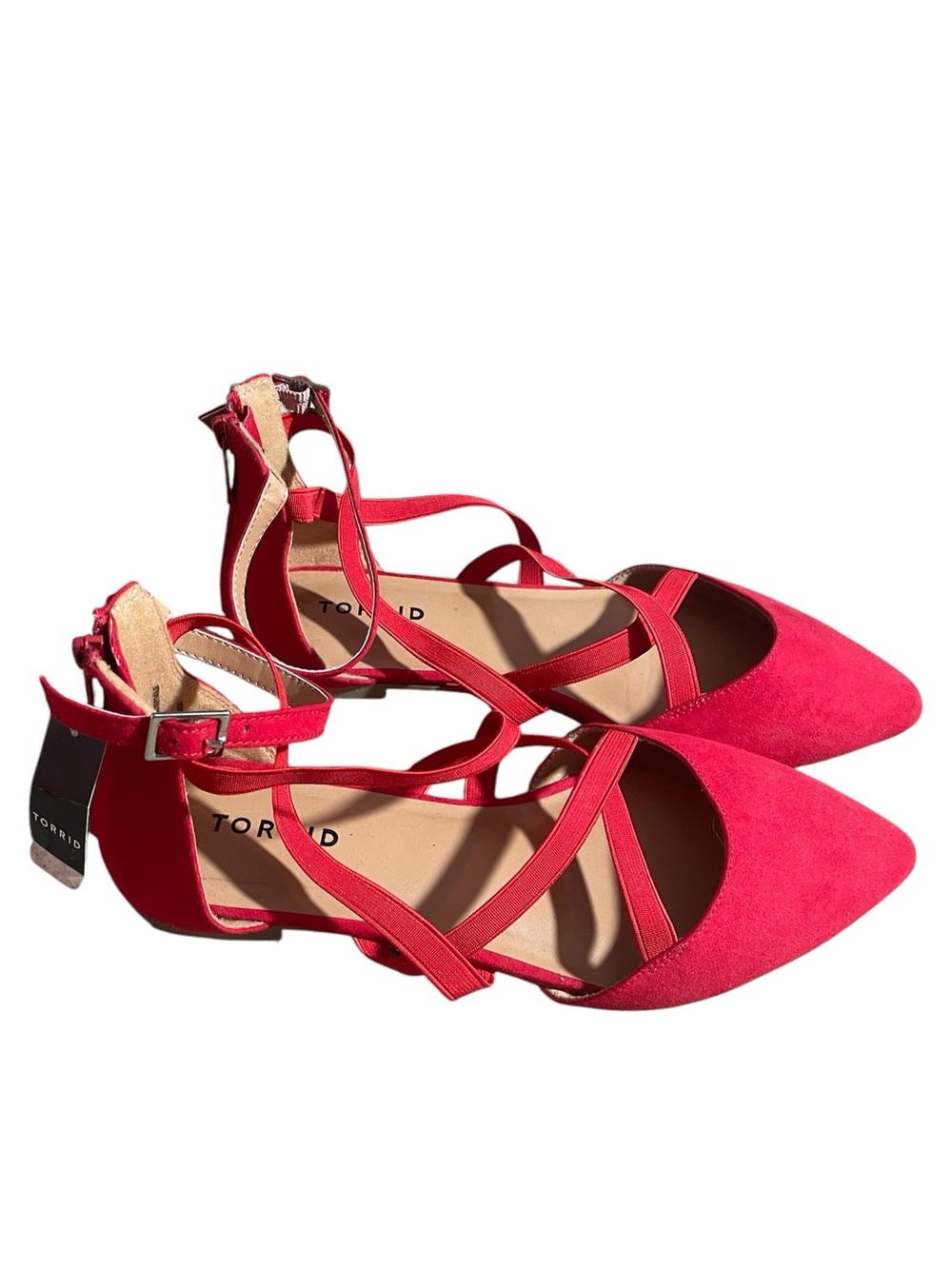 C4- NEW NWT size 8 Torrid Red Pointed Toe Ankle Strap Flats